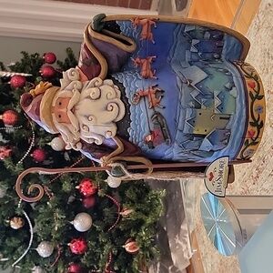Jim Shore Santa Heartwood Creek. ' Fly Away, Tiny Sleigh ' Size: 12" Tall